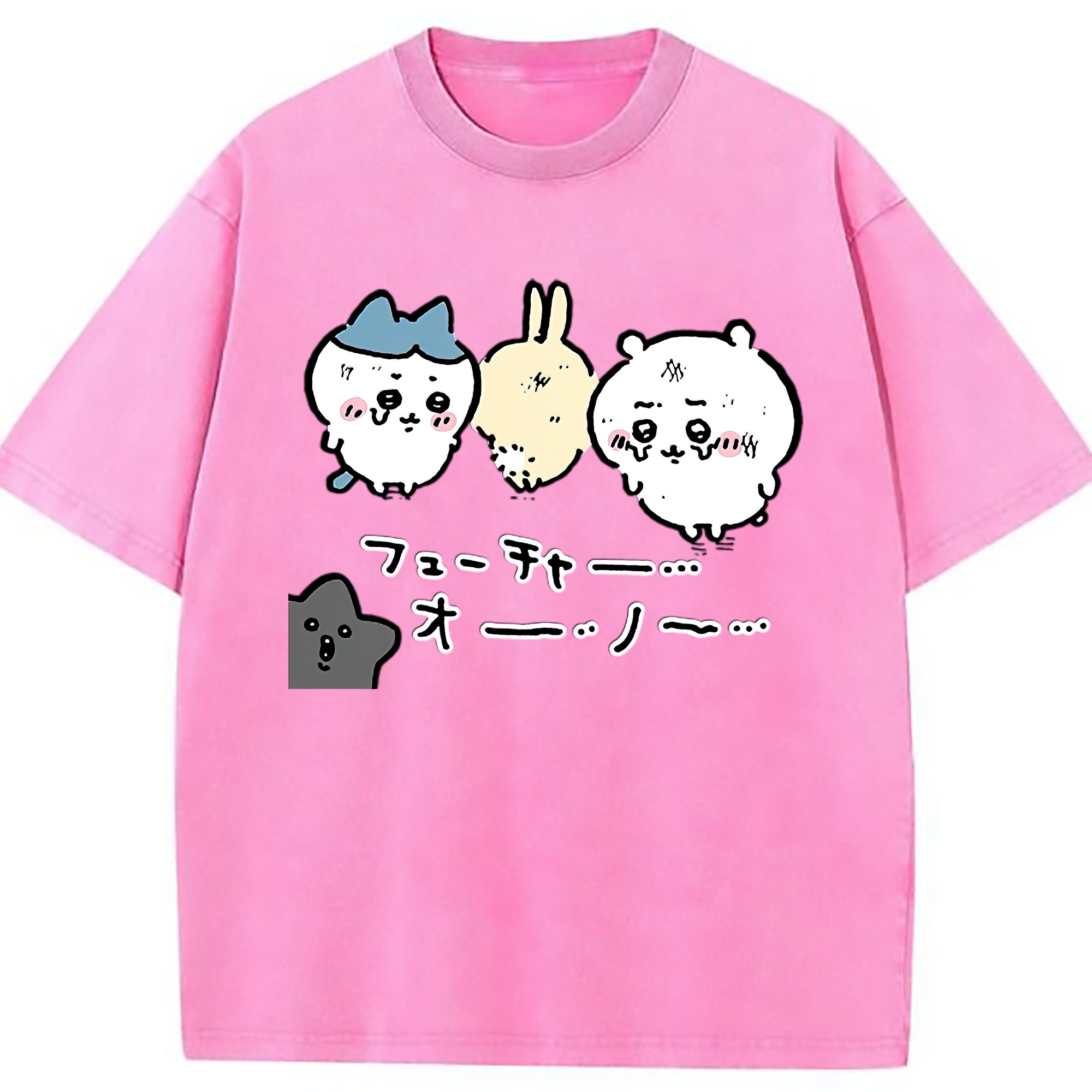 （画像用） ちいかわ ハチワレ Chii-kawa hachiware 綿100% ヴィンテージ風 半袖Tシャツ（フロントプリント）